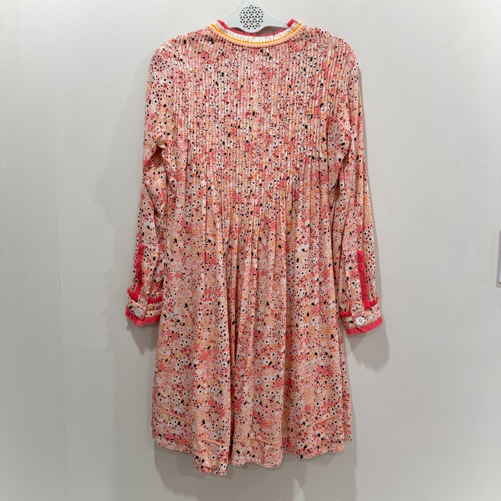 POUPETTE ST BARTH Boho Fringe Trim Mini Ola Dress Long Sleeve Size S - Picture 8 of 11